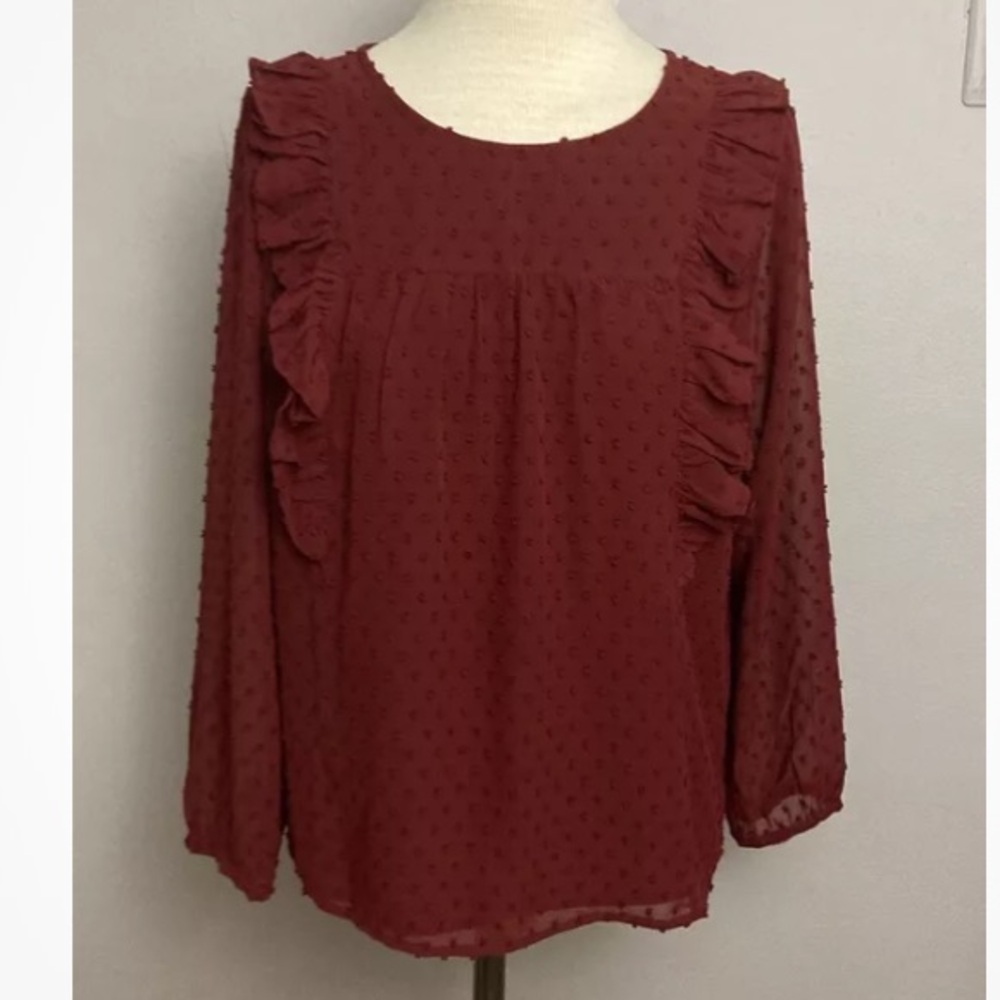 9-27 J Crew Top Blouse Ruffle 6 Swiss Dot NWT Factory Small